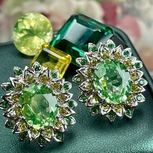 CLEARANCE ‼️10ct Mint Sapphires yellow Sapphires Emerald accents Silver Earr…